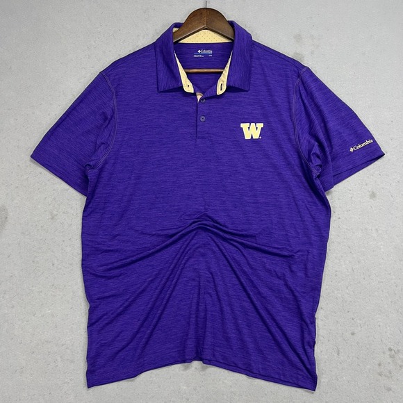 Columbia Sportswear‎ Mens Purple W University Of Washington Polo Shirt L G - Picture 2 of 7